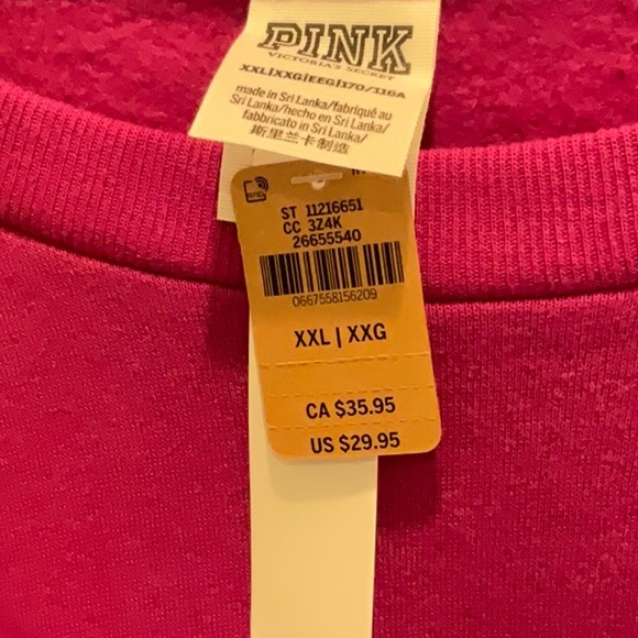 S/2 PINK Victoria’s Secret size XXL Cropped Short Sleeve crewneck sweatshirts - Picture 5 of 9